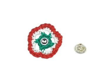 spilla da giacca in tessuto artigianale a forma di fiore pin man fiore occhiello MADE IN ITALY - the italian flag green white red