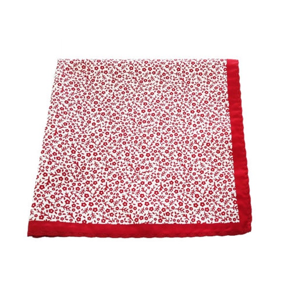 fazzoletto da taschino uomo artigianale handmade handkerchief modello Red flowers fiori rossi