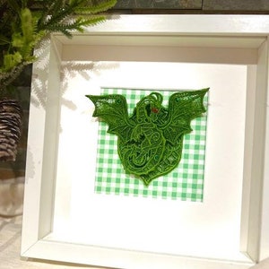 3D Dragon, Embroidered Lace in a Box Frame - Can be Personalised