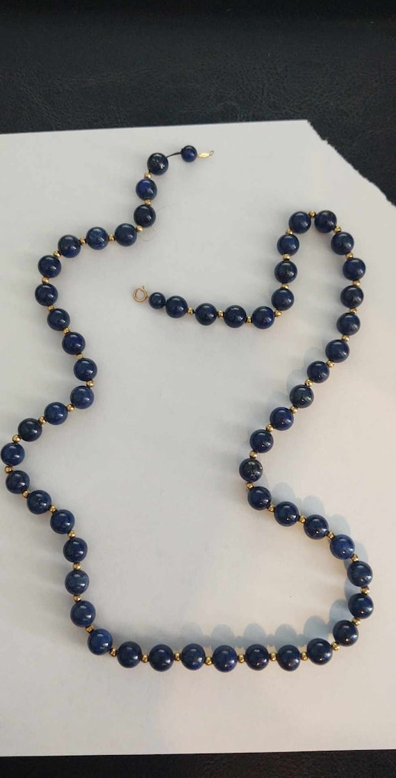 Gorgeous authentic Lapis 14kt gold necklace