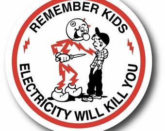 5 pack of Reddy Killowatt Electricity Kills Vinyl decals