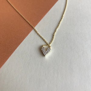 14K Gold Plated Enamel Heart Necklace image 1