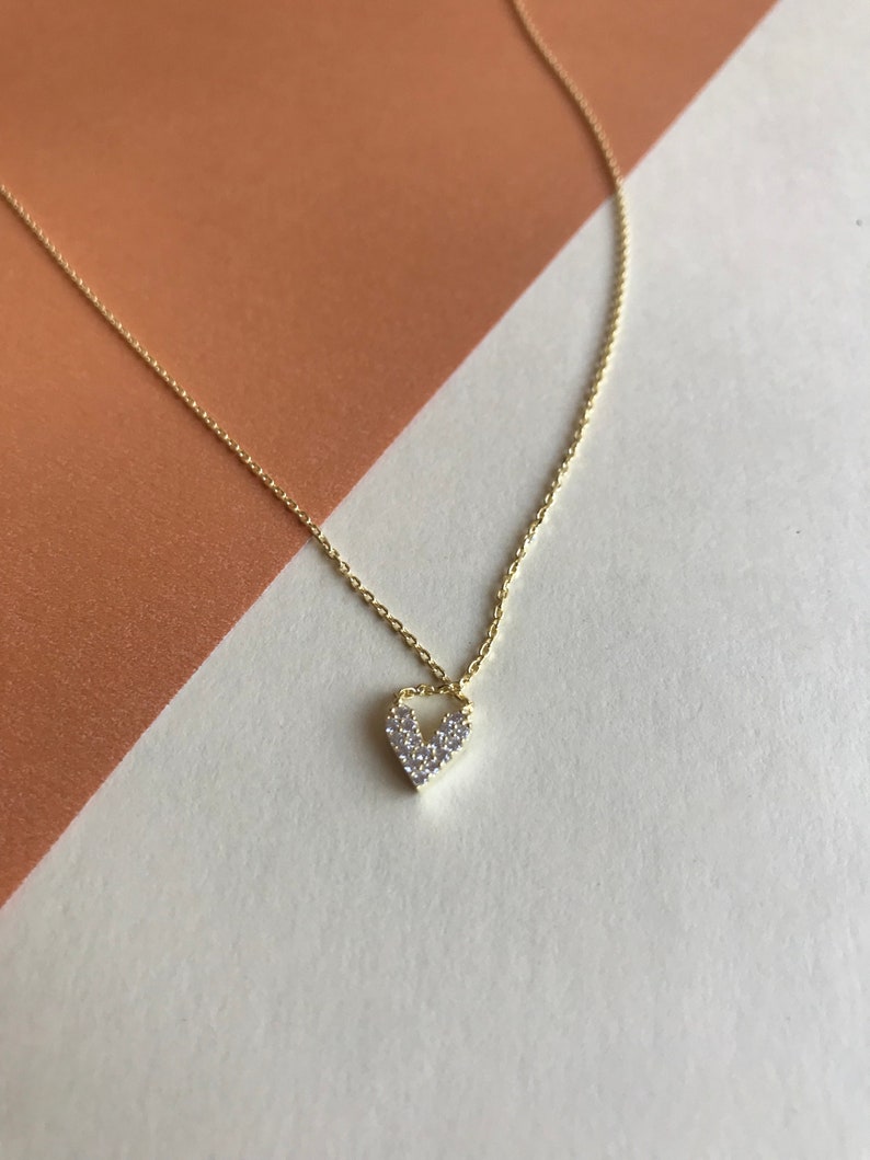 14K Gold Plated Enamel Heart Necklace image 1