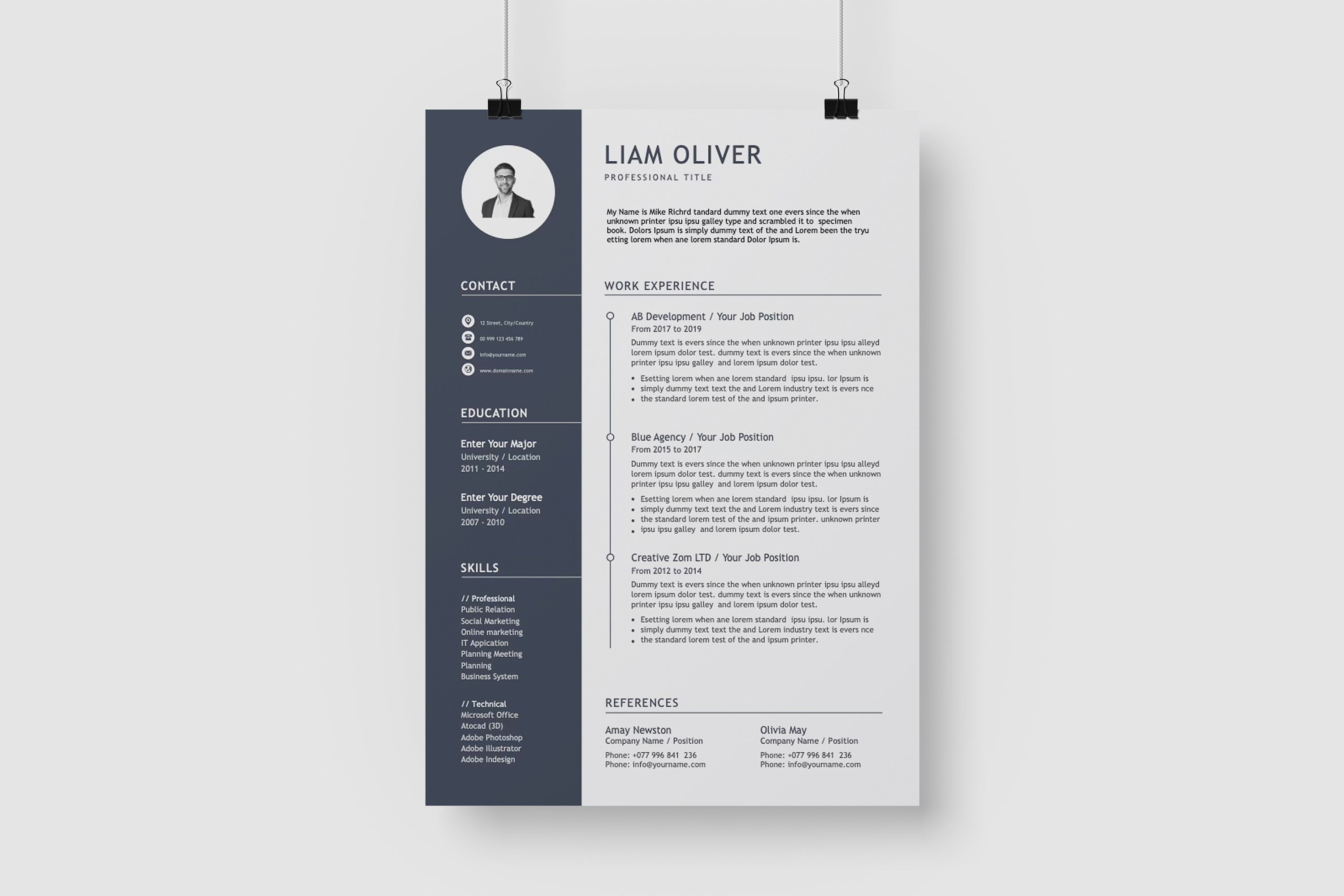 Resume Professional Template for Word & Pages Clean CV - Etsy
