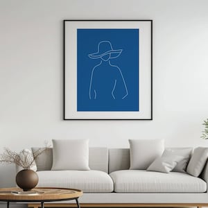 Art Deco Woman Line Art Print: Indigo Fashion (Digital Download)
