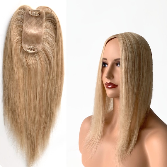 Silk Base Hair Topper - Straight Blond 12x6cm With 2clips  display picture 1