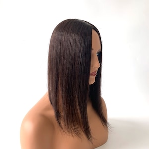 Silk Base Hair Topper - Straight Brown/Black 12x11cm (4.7"X4.3") With 4clips Virgin Human Hair