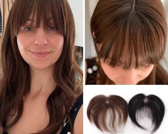 3D Fringe Air Bangs Silk Base 2X2 inch Handmade Human Hair Topper for Women