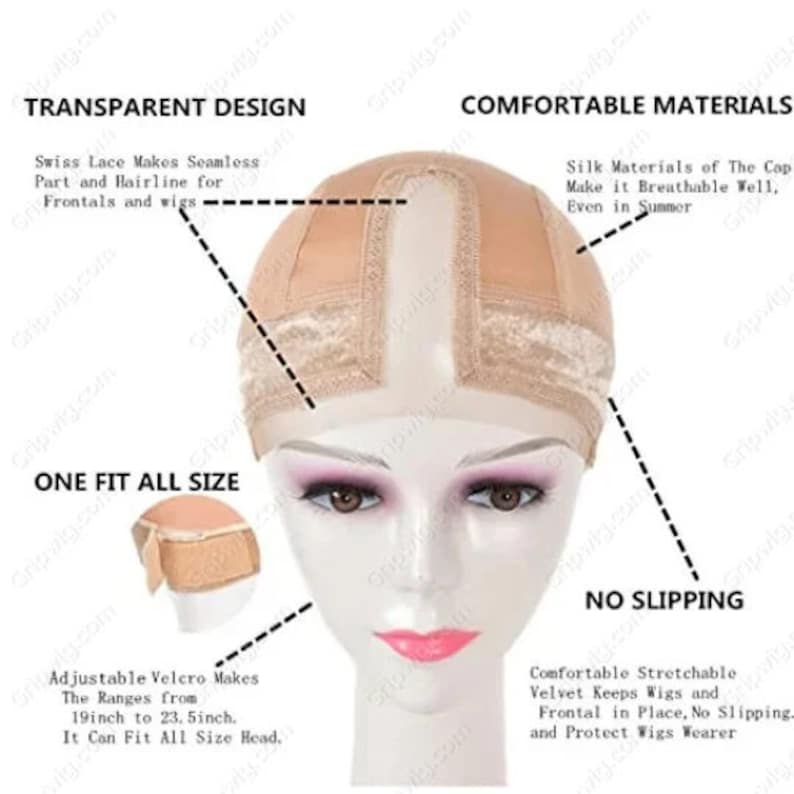 Lace Wig Grip Cap Silk Cap With Built in Velcro Headband Non Slip Wig