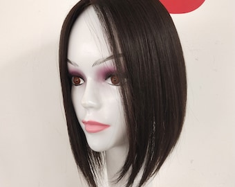 Silk Base Natural Scalp Hair Topper With Clips 100% Real Remy Human Hair Pieces for Women with Thin Hair