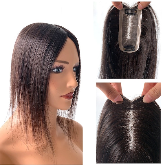 Mono Silk Base Hair Topper - Straight Black 12x6cm With  display picture 3