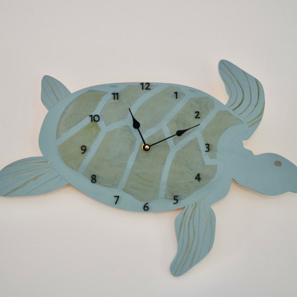 Sea Turtle Wooden Wall Clock, Nautical, Beachy, Home Decor