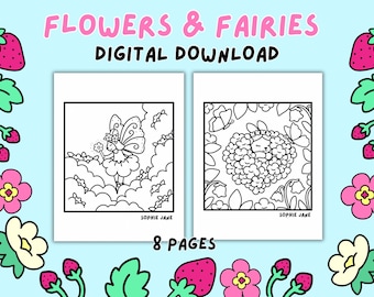 Dibujos para colorear de flores y hadas: 8 diseños mágicos imprimibles para niños y adultos