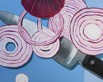 Onion - Original Still Life Acrylic Painting on Paper