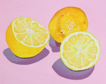 Lemons - Original Still Life Acrylic Painting on Paper