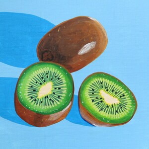 Kiwis - Natura morta originale dipinto acrilico su carta