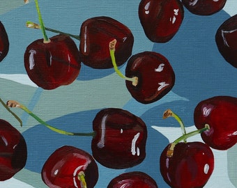 Cherries - Original Still Life Acrylic Painting on Paper