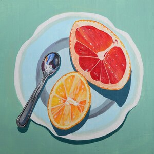Citrus II - Natura morta originale dipinto acrilico su carta