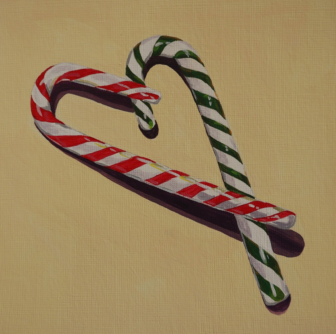 Candy Canes - Original Still Life Acrylic Painting on Paper - Etsy