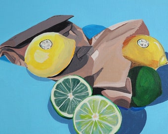 Lemons - Original Still Life Acrylic Painting on Paper