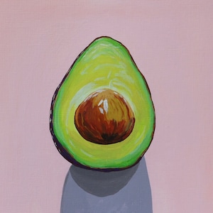 Avocado - Natura morta originale dipinto acrilico su carta