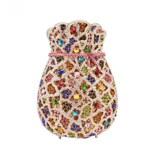 Wedding Party Swarovski Crystal Rhinestone Money-Pouch Shape Clutch For Women, Lady Evening Purse
