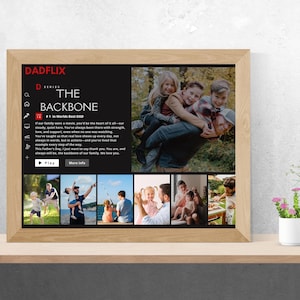 Modèle d'affiche de film Dadflix éditable pour cadeau de fête des pères Meilleur papa de tous les temps Design sur toile L'amour de ses pères Cadre à imprimer pour papa Première fête des pères