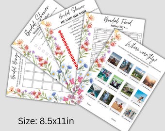 Wildflower Bridal Shower Games Bundle: Boho Floral Theme (Canva Template - Digital Download)