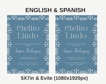 Redigerbar Cielito Lindo Baby Shower Invitation: Mexican Fiesta, Papel Picado (Digital Nedladdning)