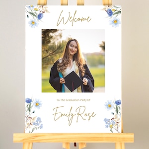 Modern Wildflower Graduation Welcome Sign: Editable Party Decor (Digital Download)