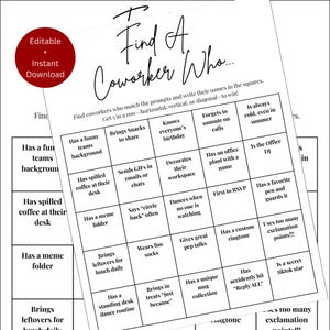 Coworker Bingo: Office Icebreaker Game (Printable PDF)
