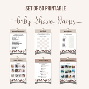 Baby Shower girl Game Bundle, 50 Red Floral Butterfly Baby Shower Games, Boho Chic Baby Shower Printable Baby Sprinkle Instant Download