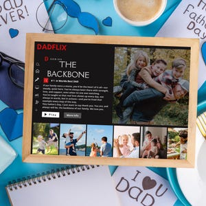 Bearbeitbares Vatertagsgeschenk Dadflix Movie Poster Template Best Dad Ever Canva Design Die Liebe des Vaters Printable Dad Frame Einzigartiges Geschenk Stiefvater