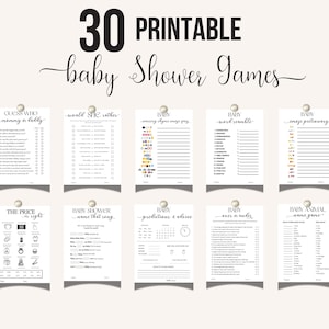 Pacote de jogos neutros para chá de bebê: 30 atividades para imprimir (download digital)