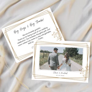 Cartes de remerciement de mariage dessinées à la main, mariage, merci, modèle personnalisable, cartes de remerciement minimalistes imprimables en téléchargement numérique.