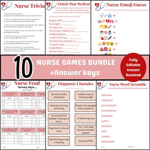 Nurse Party Games Bundle: 10 Printable Team Activities (PDF)