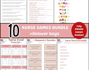 Lot de jeux d'infirmières : 10 activités d'équipe imprimables (PDF)