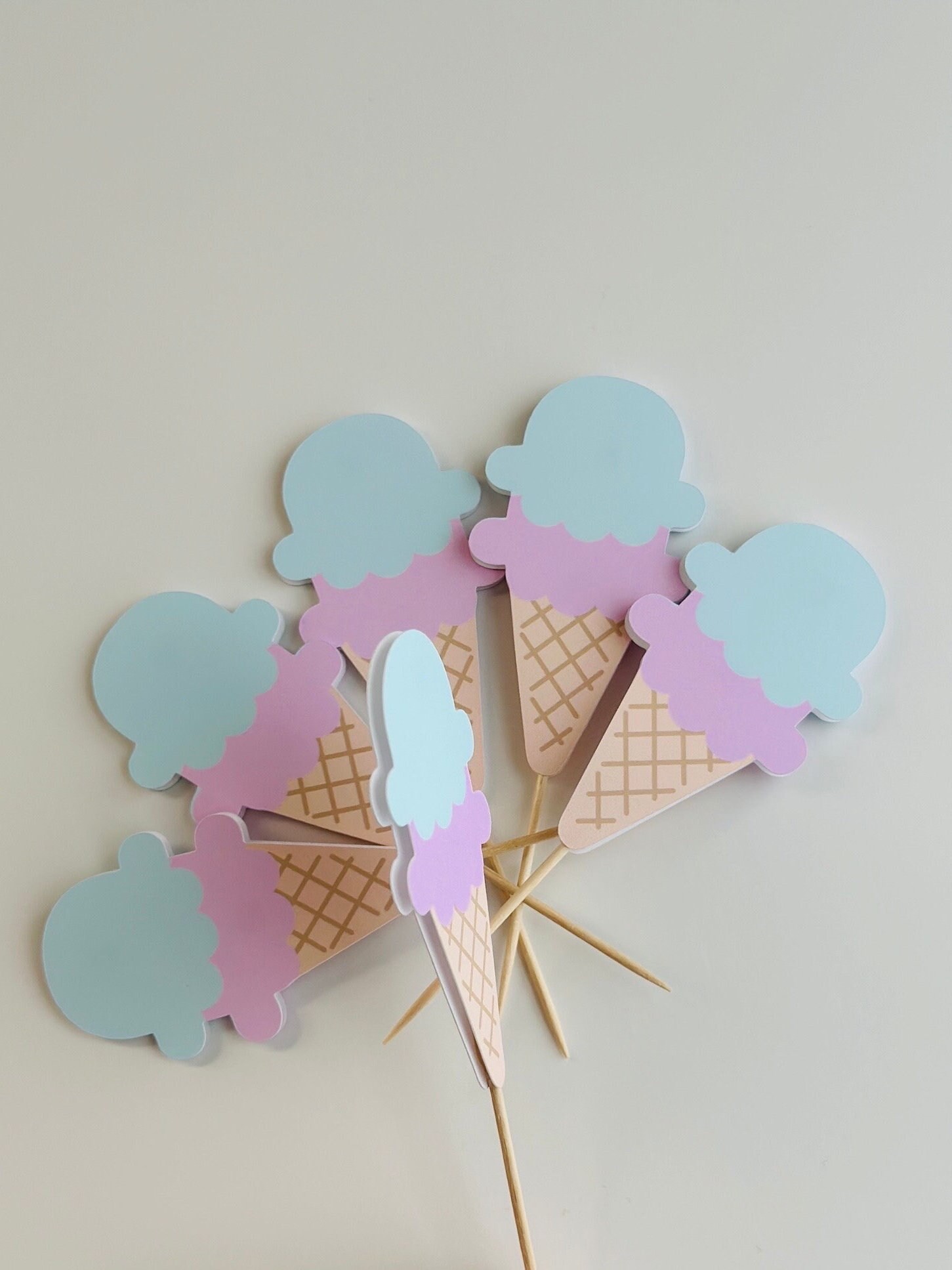 Ice Cream Cupcake Toppers Theme Set of 12 Birthday Ice Etsy