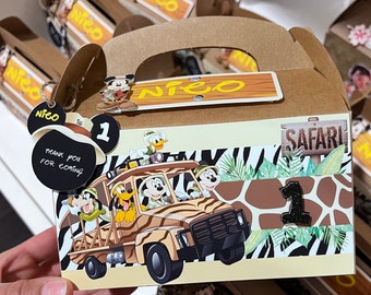 Safari di Topolino, decorazioni per feste a tema safari di Topolino, scatola per bomboniere, decorazioni per il primo compleanno, scatola per decorazioni per feste, scatola a tema giungla di Topolino