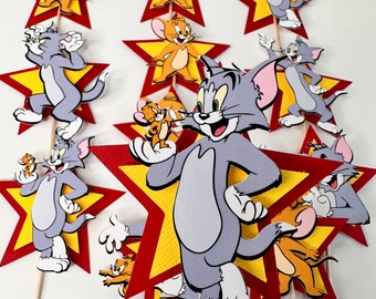 Décoration de petit gâteau Tom & Jerry, décoration de petit gâteau Tom y Jerry, décoration de fête, inspiration Tom y Jerry sur le thème, fête d'anniversaire Tom y Jerry