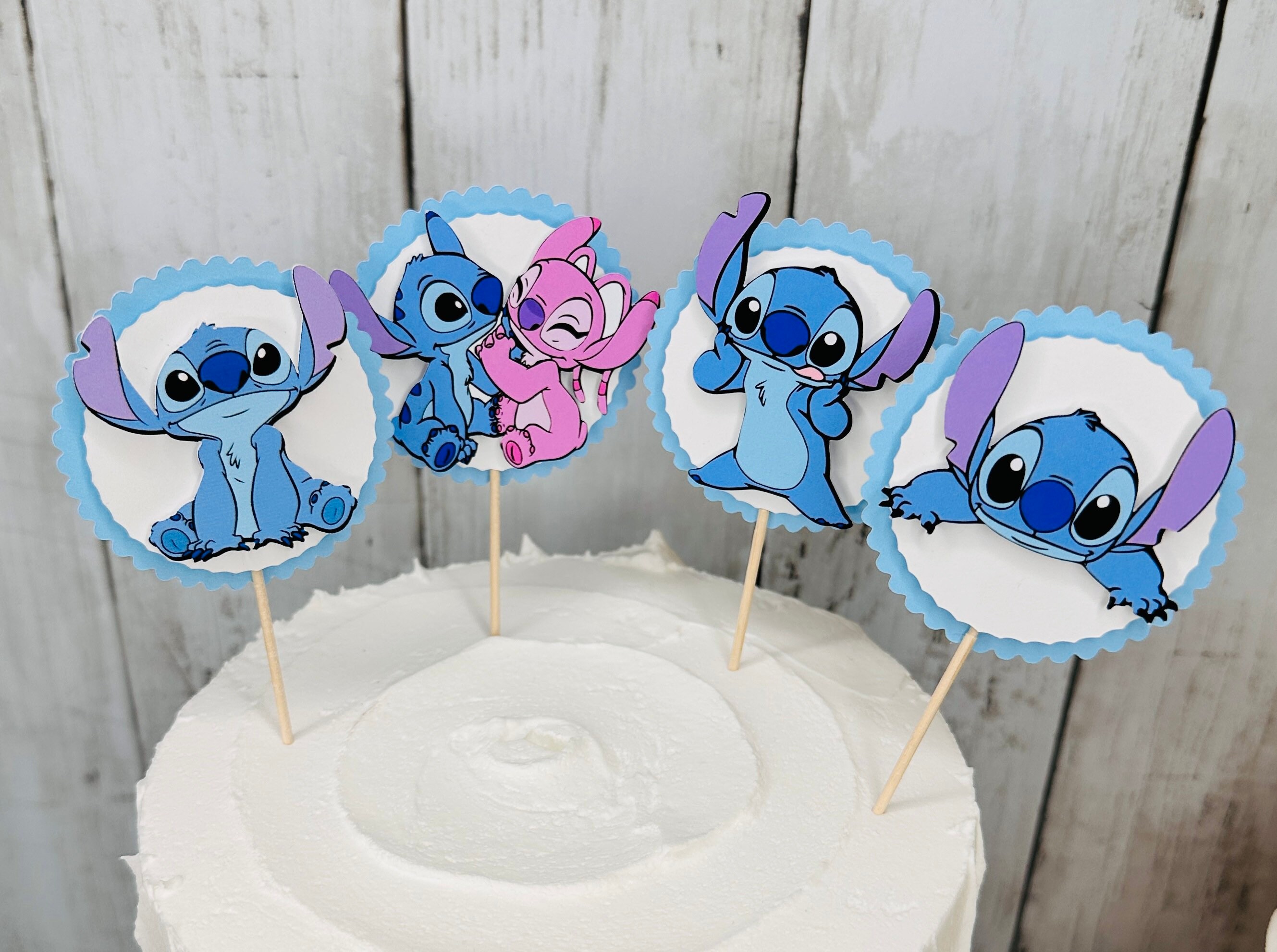 Stitch Cake Cupcake Topper Set Featuring Stitch in Various Poses