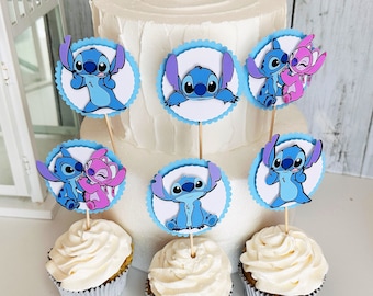 Ozdoba na babeczkę Stitch, Ozdoba na babeczkę Stitch, Dekoracja na imprezę Stitch, Motyw Stitch, Inspirowane Stitch, Przyjęcie urodzinowe Stitch,