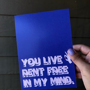 You Live Rent Free In My Mind Printable, Valentine es Card, Galentine es Card, Digitale Postkarte
