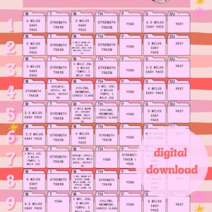 10k Race Training Plan, Exercise Calendar, Fitness Planner