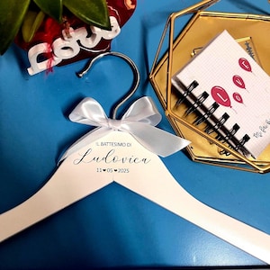 Gruccia piccola personalizzata bambina bambino, battesimo,damigella, incisa a laser