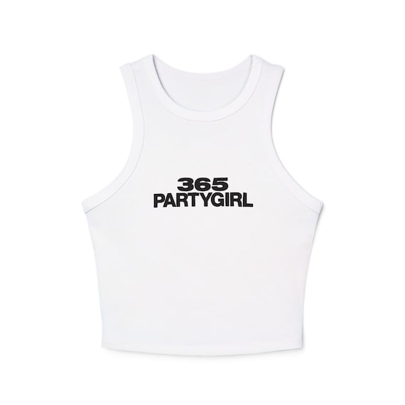 365 PARTY GIRL Women's Micro Rib Racer Tank Top Apple Brat Summer