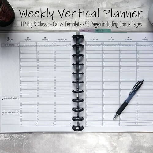 HP BIG Weekly Vertical Planner Inserts Monthly Planner - Etsy