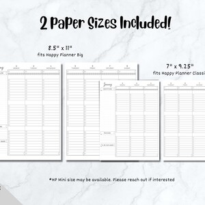 K&ouml;nnte beinhalten: Druckbare Planerseiten f&uuml;r den Monat Januar in zwei Gr&ouml;&szlig;en: 8,5 Zoll mal 11 Zoll und 7 Zoll mal 9,25 Zoll. Die Seiten sind f&uuml;r Happy Planner Big und Happy Planner Classic konzipiert.