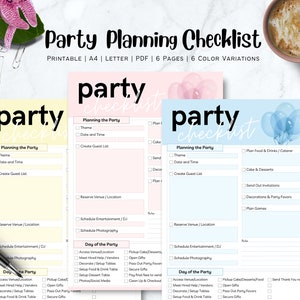 Party Planning Checklist Printable | Monotone Party Balloons | Kids Birthday Party Planner | Graduation Party Checklist| Event Planner | PDF