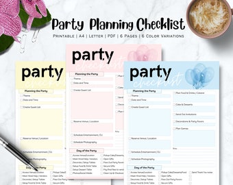 Checkliste für die Partyplanung zum Ausdrucken | Einfarbige Partyballons | Kindergeburtstag Planer | Abschlussfeier Checkliste | Event Planer | PDF